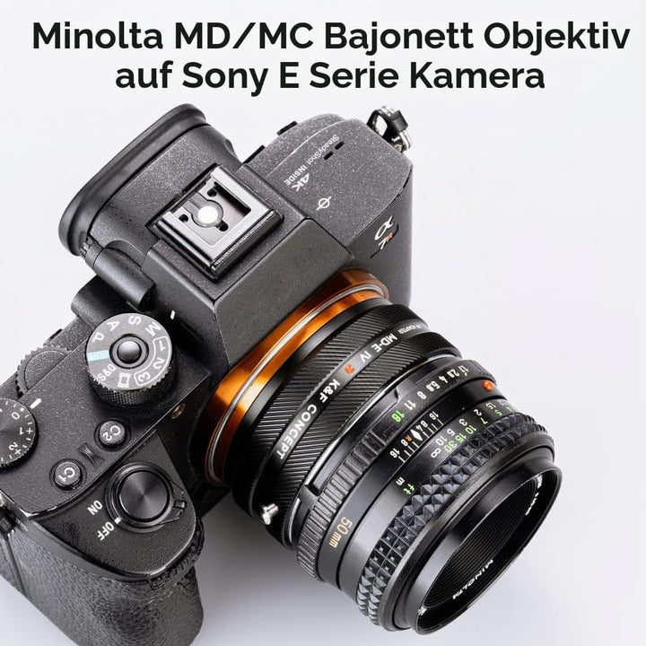 K&amp;F Concept Objektivadapter MD-NEX IV Manueller Fokus Kompatibel mit Minolta Rokkor (SR/MD/MC) Objek