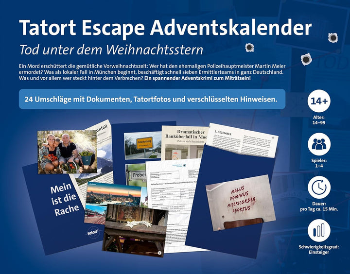 FRANZIS 67197 - Tatort Adventskalender, Tod unter dem Weihnachtsstern, Escape Room Adventskalender m