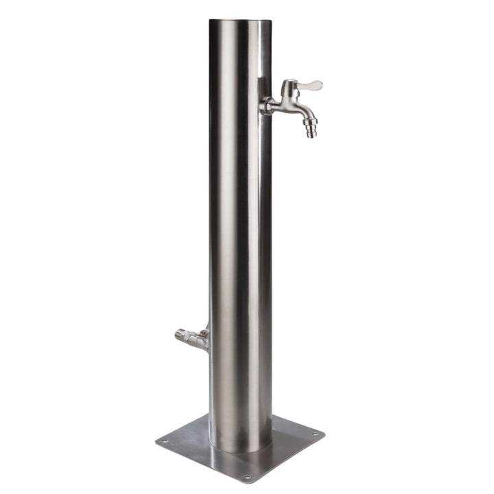 UPP Wasserzapfsäule aus rostfreiem Edelstahl inklusive 2 Auslaufhähnen, verdeckte Wasserzuleitung -