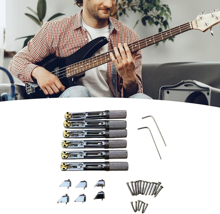 Headless Gitarrenbrücke für 6-saitige E-Gitarre, feste Brücke aus Messing mit Einzelfächern.