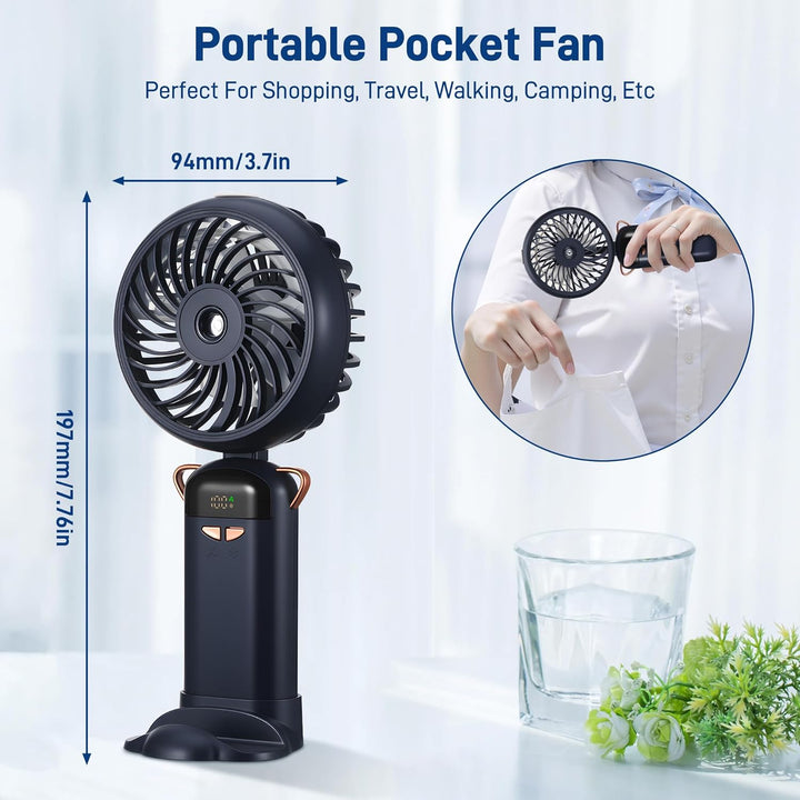 Kssvzz Handventilator mit Wasserkühlung, Tragbarer Mini Ventilator mit Wasser, LCD Display und 5 Stu