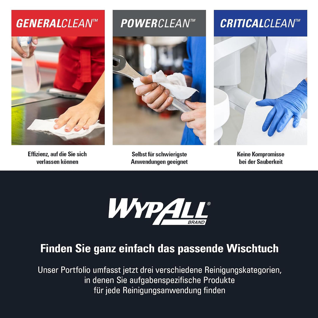 WypAll X70 Power Clean Reinigungstücher 8296 – wiederverwendbare Tücher – 1 BRAG-Box x 200 weisse sa
