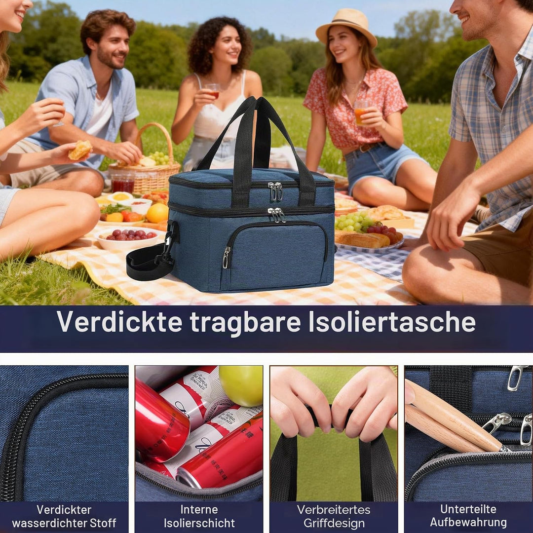 10L Kühltasche für Männer und Frauen – Doppellagige Isolierte Kühltasche, Auslaufsichere Lunchtasche