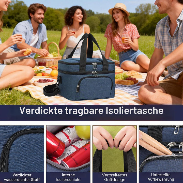 10L Kühltasche für Männer und Frauen – Doppellagige Isolierte Kühltasche, Auslaufsichere Lunchtasche