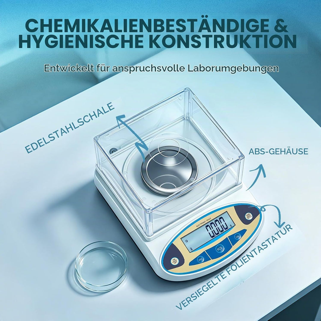 Bonvoisin 100gx0,001g Elektronische Analysenwaage Hochpräzises Laborwaage 1 mg Präzisionswaage mit W