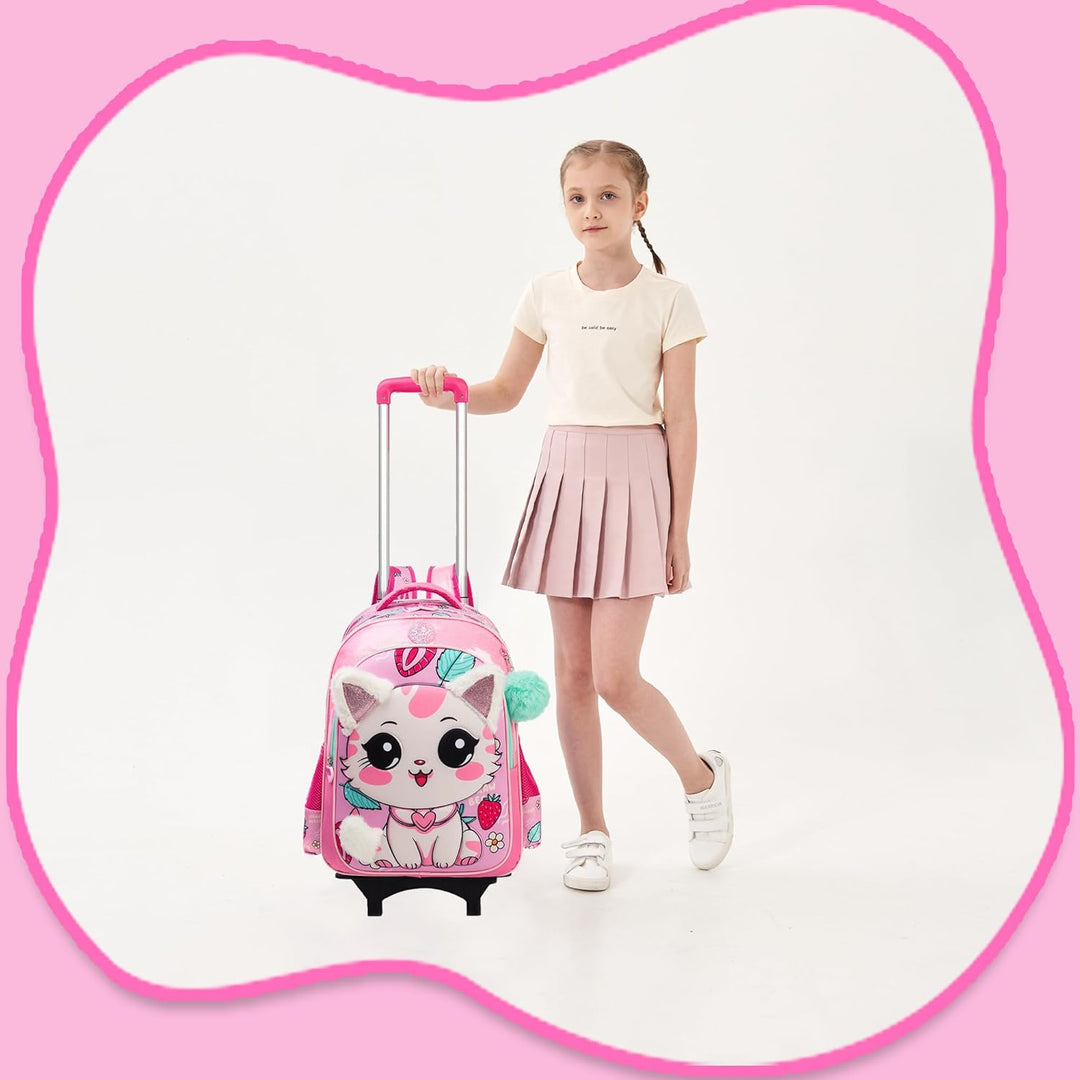 HTgroce Trolley Schulranzen Rucksack Schulrucksack Trolley Schultrolley Schulranzen Mädchen Gross Tr