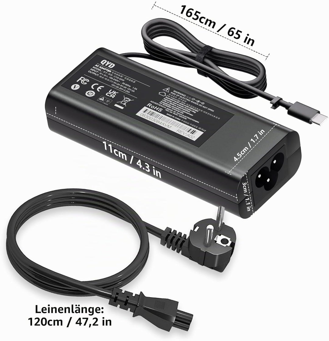 Laptop Ladekabel USB C 65W Netzteil Ladegerät für Dell Latitude 3330 5330 5430 5490 5410 5420 5520 5