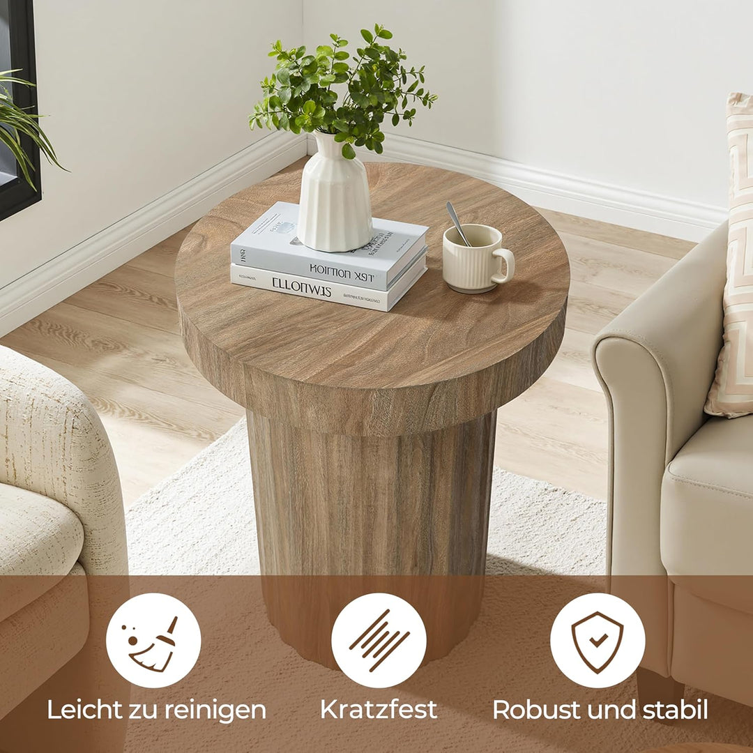Hometopia Beistelltisch Rund Holz Ø40 cm, Kleiner Sofatisch Stabil, Moderner Couchtisch im Skandinav