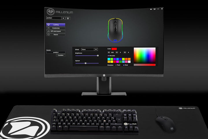 MILLENIUM Gaming Maus in Schwarz mit RGB LED - High Performance USB Gaming Mouse für Hobby-Gamer und