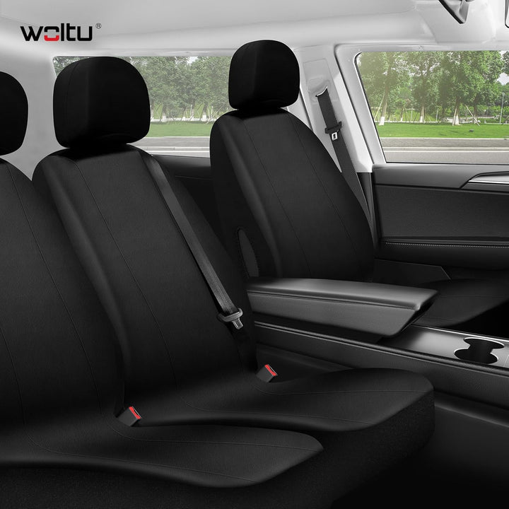 WOLTU Auto Sitzbezüge universal Grösse, 1+2 Sitzbezug Schonbezüge aus Kunstleder schwarz, Schwarz