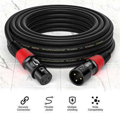 EBXYA XLR Kabel XLR auf XLR Mikrofonkabel 5M 2 Pack 3-Pin symmetrisches XLR Lautsprecherkabel, Steck