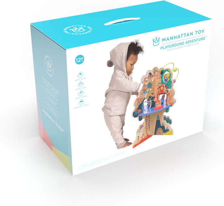 Manhattan Toy 160810 Playground Adventure Spielplatz-Abenteuer-Aktivitätszentrum aus Holz mit Segelf