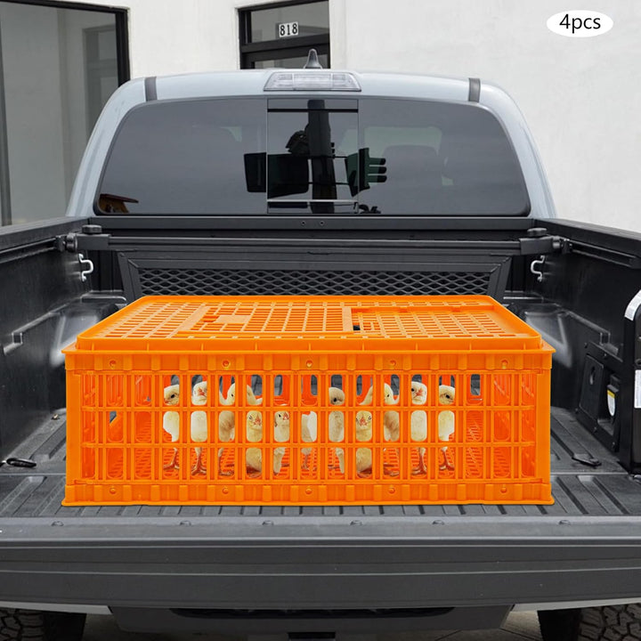 4 Stück Geflügel Tragetasche, Huhn-Transportkäfig mit Schiebetür und Transportgriffen, Korb Box für