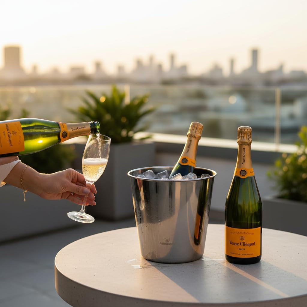 Venezia | Weinkühler aus Edelstahl | Eleganter Champagnerkühler mit Spiegelpolierter Oberfläche | Se