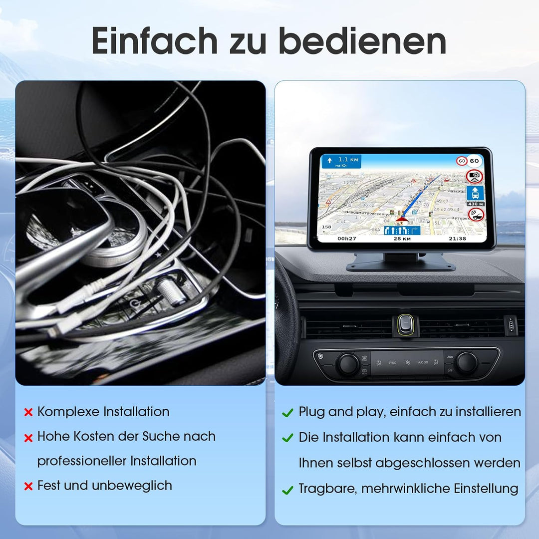 Haudio 7 Zoll Autoradio Tragbarer Carplay Bildschirm für Apple Carplay &amp; Android Auto, OTA-Updates C