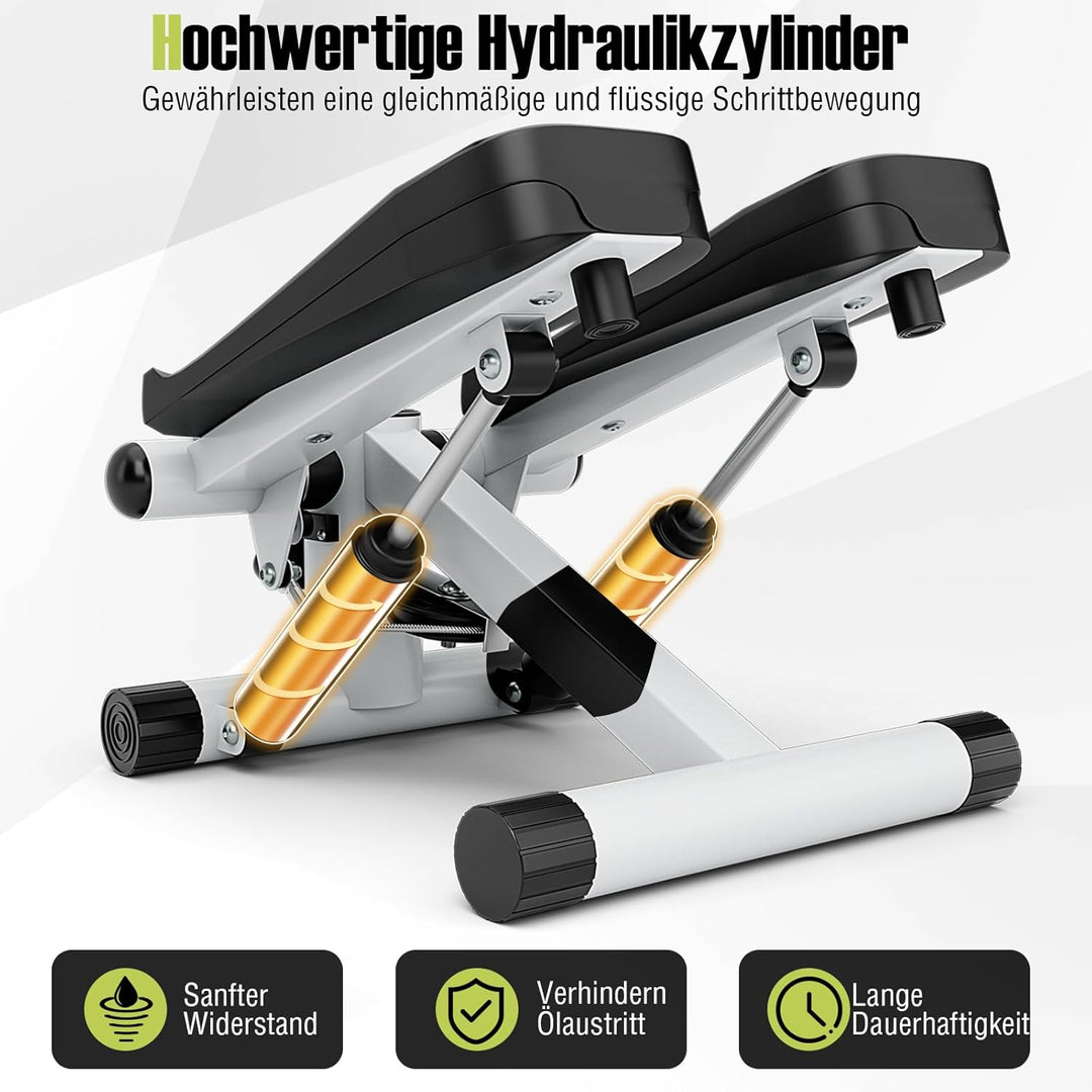 GOPLUS Mini-Stepper, Fitness-Stepper mit Widerstandsbändern, rutschfeste Pedale, hometrainer, Swings
