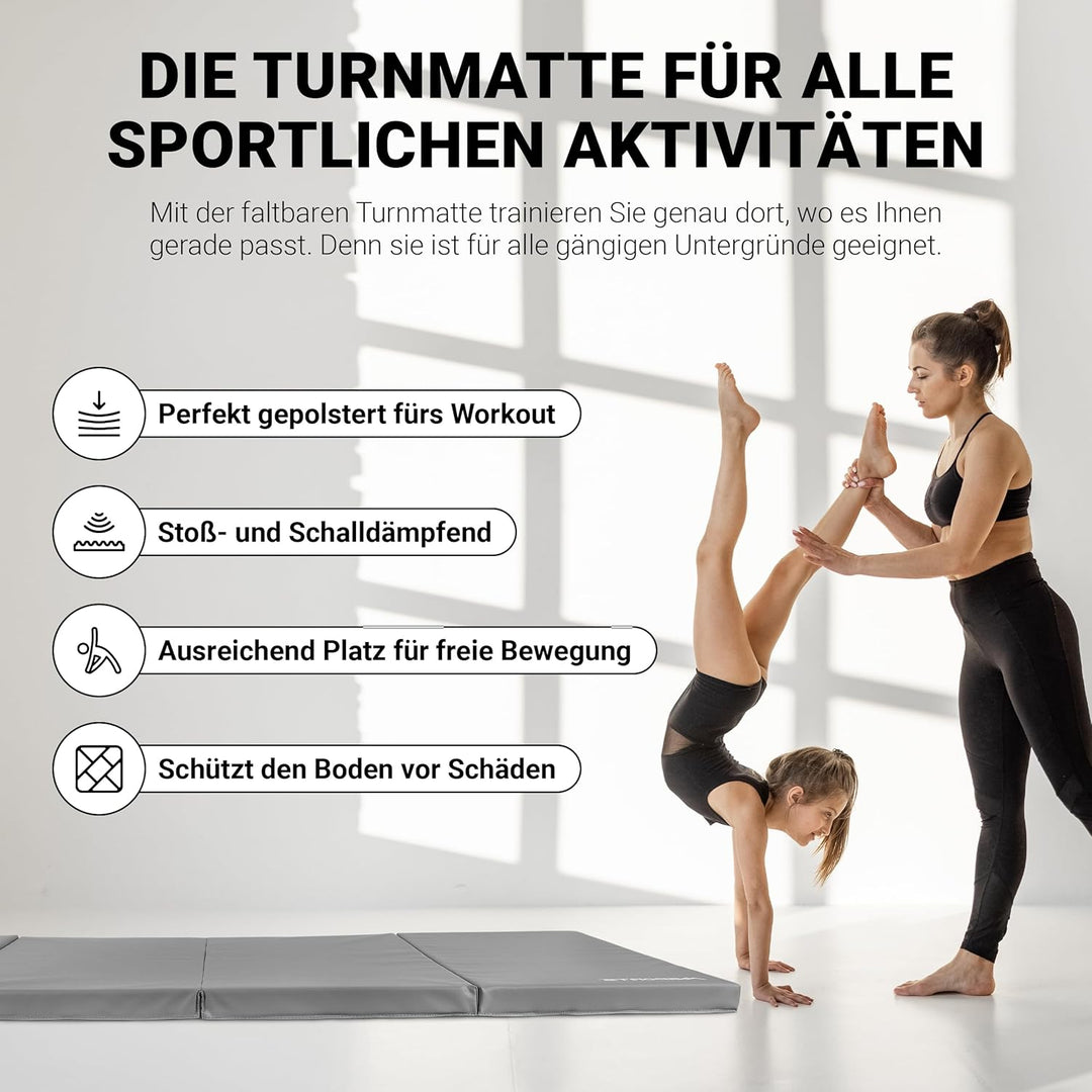 MSPORTS Turnmatte Premium klappbare Weichbodenmatte 190 x 80 x 5 cm Gymnastikmatte faltbare Sportmat
