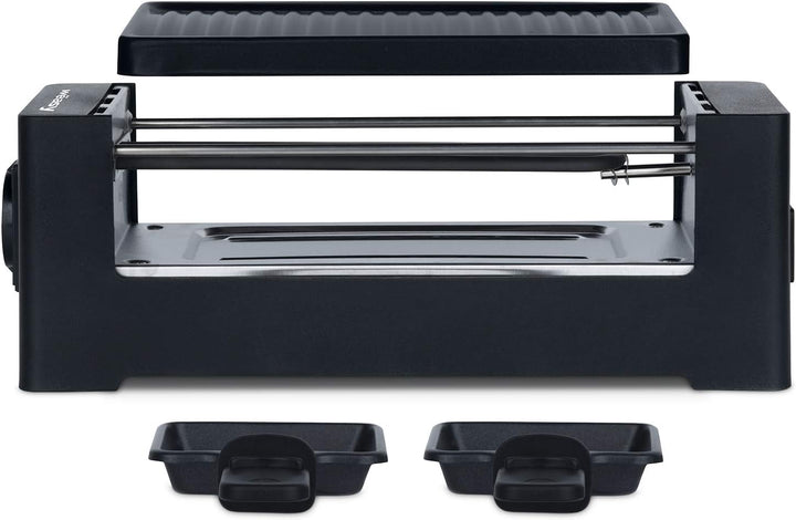 Personen, multifunktional, TIK12, Schwarz, Duo Raclette 2 in 1, geschmolzener Käse und Grill, Antiha