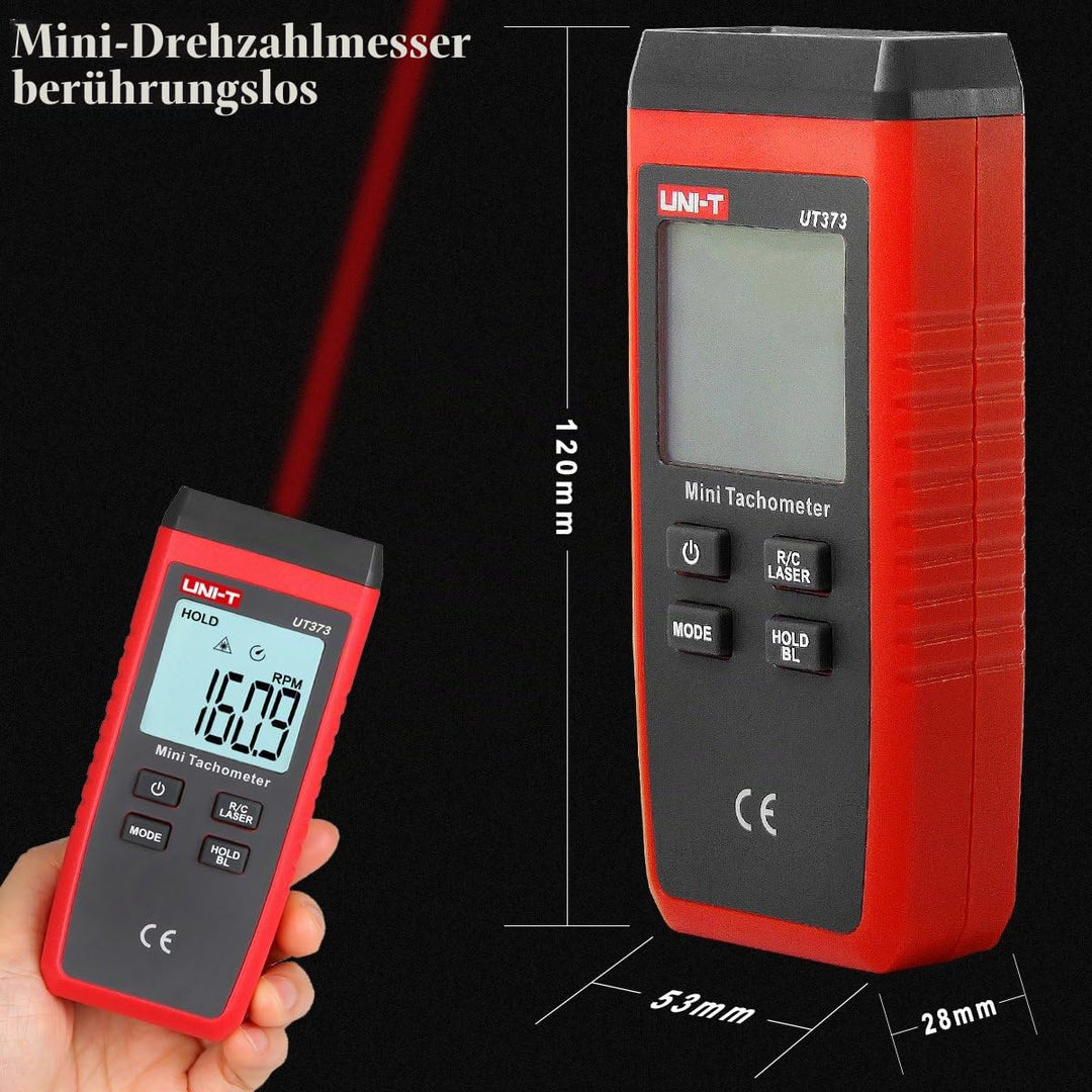 Berührungsloser Drehzahlmesser, UT373 LCD Digital Laser Umdrehungsmesser Tachometer