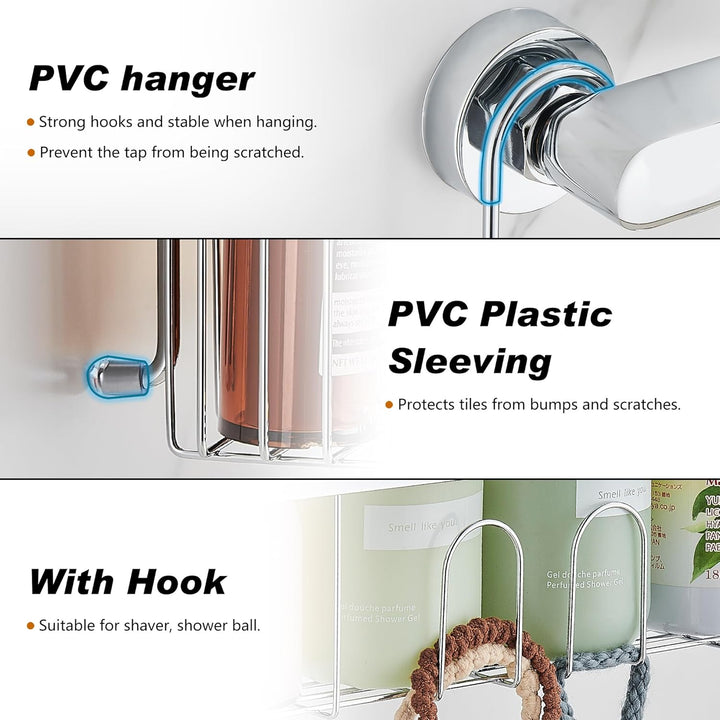 Duschablage Ohne Bohren, Duschablage Zum Hängen Shampoo Halterung für Dusche SS304 Edelstahl, Duschk