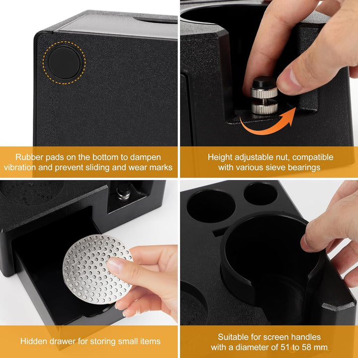 Tamper Station für Barista (51-58mm), Tamperstation aus ABS Kaffeefilter Tamper Halter mit Rutschfes
