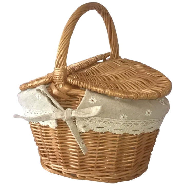 Weidenpicknickkorb, 10.2x7, 1 x 5, 5 Zoll Kleiner Picknickkorb mit Baumwollwäschefutter, Weidenorgan