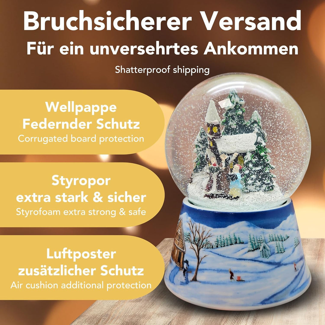 Schneekugel Weihnachtsspaziergang * auf Sockel nostalgische Winterlandschaft Häuser Weihnachten Wint