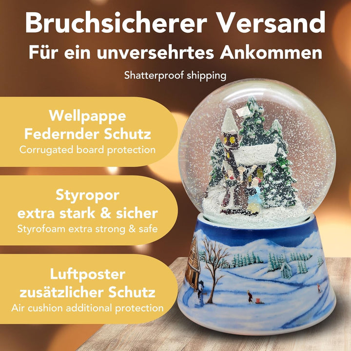 Schneekugel Weihnachtsspaziergang * auf Sockel nostalgische Winterlandschaft Häuser Weihnachten Wint