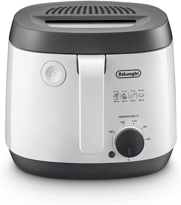De'Longhi Fritteuse FS3021, Einstellbarer Thermostat, Kompaktes Design, Fassungsvermögen 2l, 1800W,