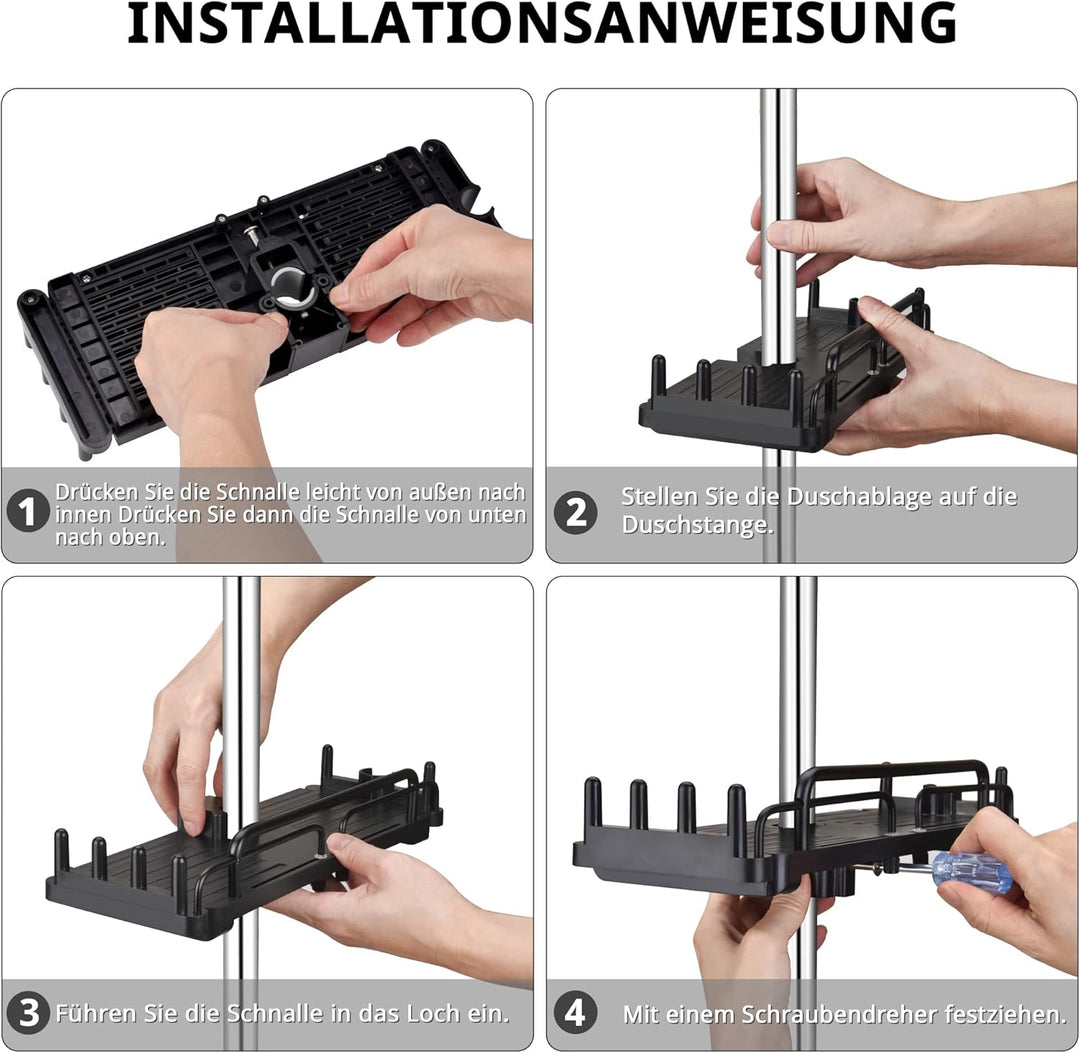 Duschablage Ohne Bohren Teleskopisch 32-48cm, Duschablage zum hängen Badezimmer Organizer, Duschrega