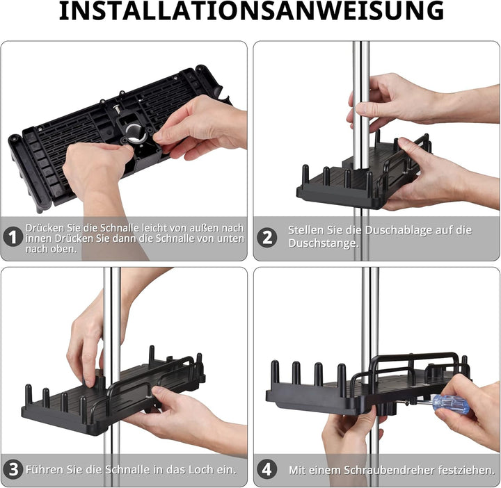 Duschablage Ohne Bohren Teleskopisch 32-48cm, Duschablage zum hängen Badezimmer Organizer, Duschrega
