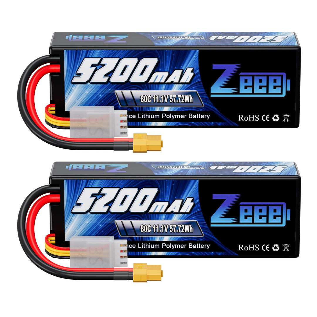 Zeee 3S Lipo Akku 5200mAh 11.1V 80C RC Akku Hartschalen mit XT60 Stecker für RC Auto LKW Tank Boot R