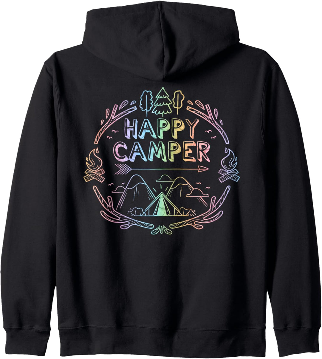 Camping-Hoodies für Damen, Motiv: Happy Camper, mehrfarbig Kapuzenjacke