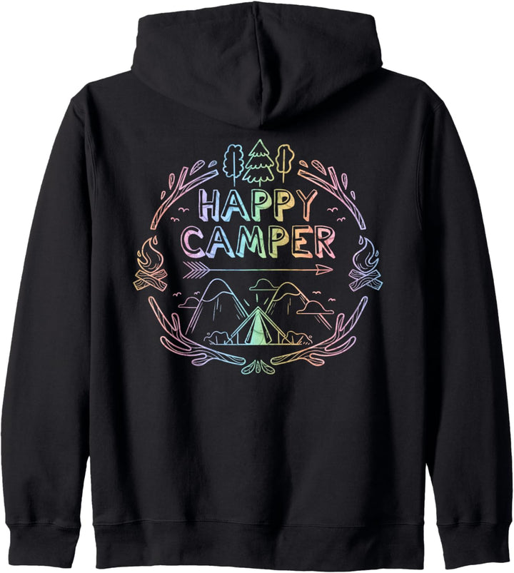 Camping-Hoodies für Damen, Motiv: Happy Camper, mehrfarbig Kapuzenjacke