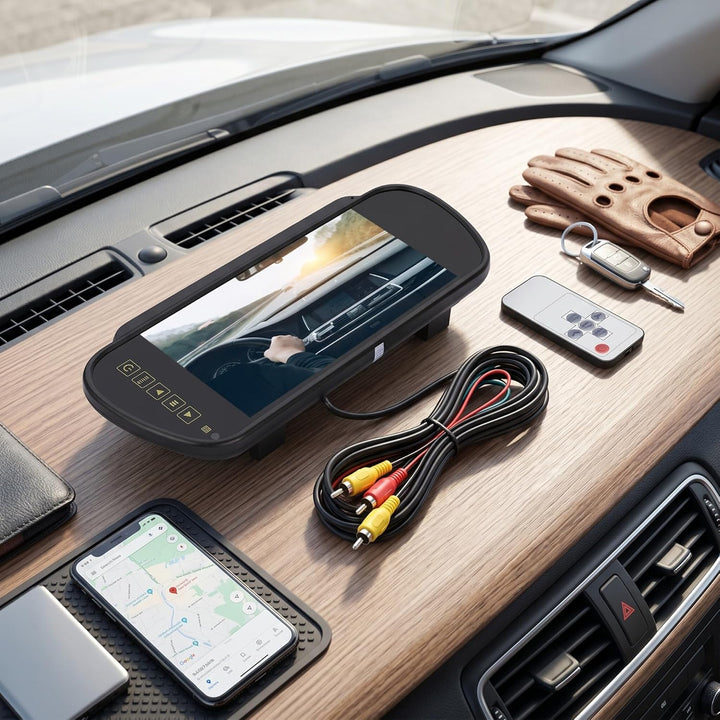 7-Zoll Auto PKW Rückspiegel Display LCD TFT Einparkhilfe Bildschirm Rückfahrkamera Rückfahrkamera-Bi