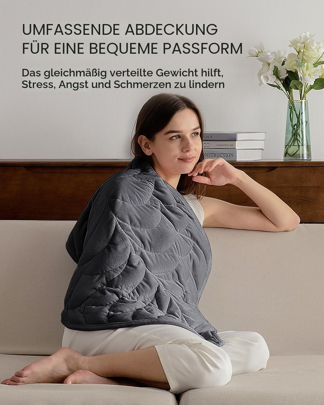 Sivio Kleine Gewichtsdecke 5 lbs (2.3 kg), 58x74 cm - Hochwertiges Kristallsamt Deckchen für Erwachs
