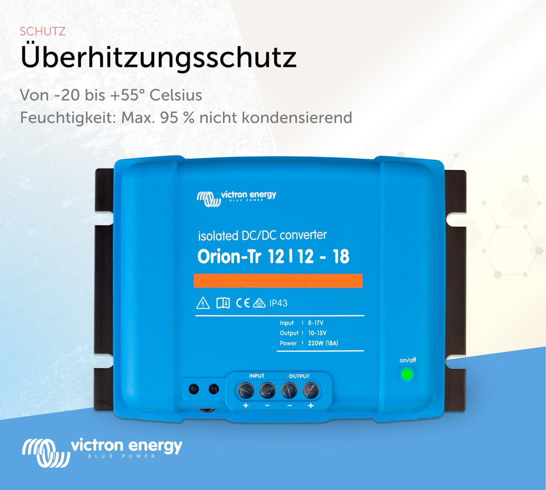 Victron Energy Orion-Tr IP43 12/12-Volt 18 Amp 220-Watt DC-DC Konverter, Isoliert Blau, Blau