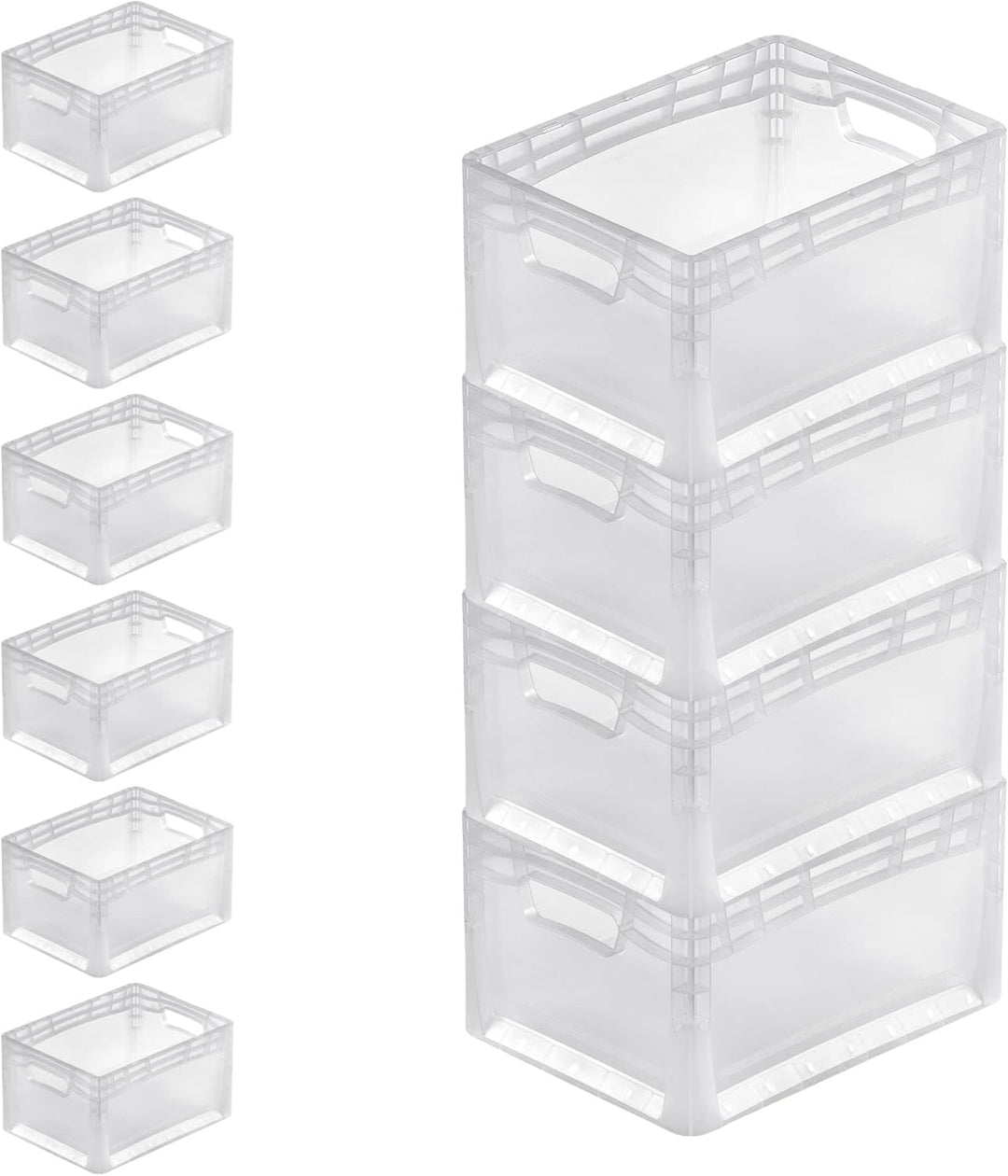 PROREGAL SuperSparSet 10x Transparenter Eurobehälter LightLine mit offenem Griff | HxBxT 22x30x40cm