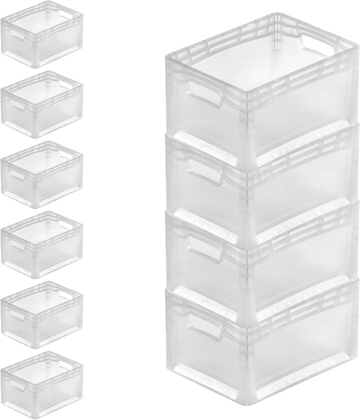 PROREGAL SuperSparSet 10x Transparenter Eurobehälter LightLine mit offenem Griff | HxBxT 22x30x40cm