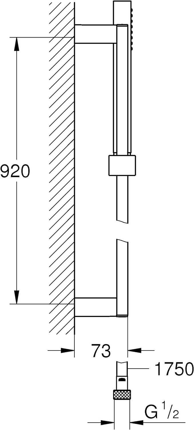 GROHE Euphoria Cube | Brause- und Duschsysteme - Brausestange | 600mm, feste Bohrlöcher zur Befestig
