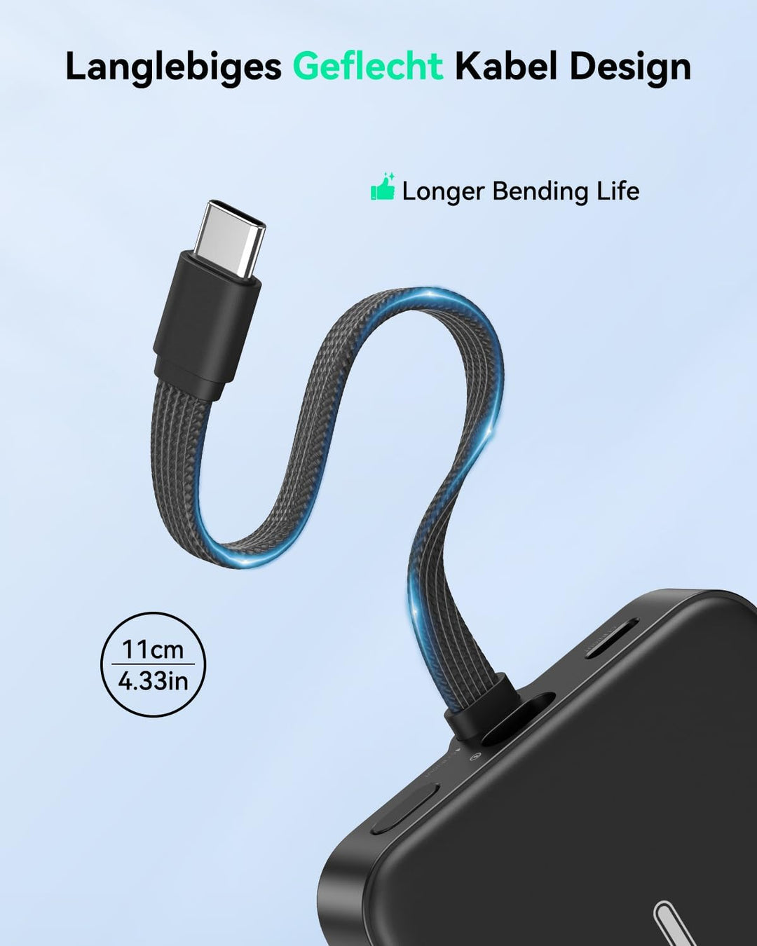 GREPRO Magnetische Power Bank, 10000mAh Powerbank für Magsafe mit 22,5 W Schnellladung USB-C-Kabel,