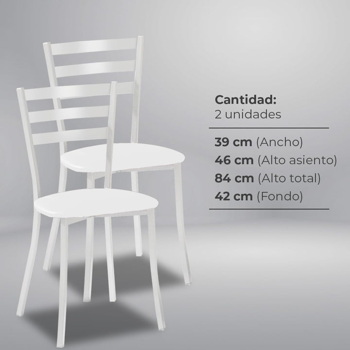 ASTIMESA SCMBLBL Zwei Küchenstühle, Metall Aluminium Kunstleder, weiss, Altura de asiento 45 cms