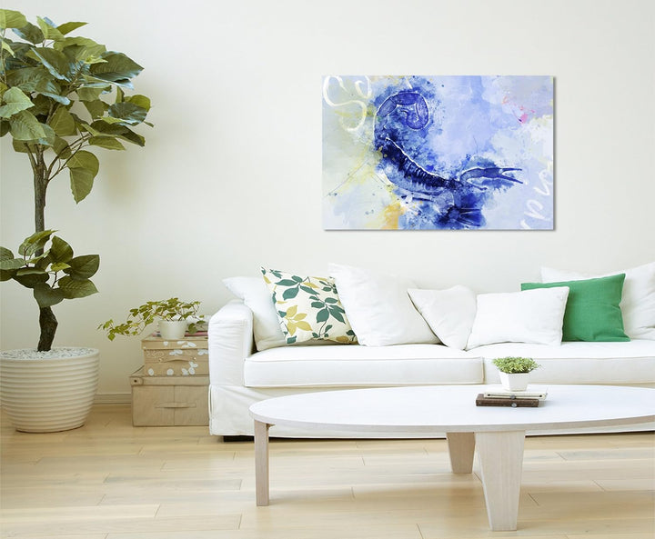 Paul Sinus Art Bild Leinwand 120x80cm Skorpion im Angriffsmodus mit Kalligraphie, 120x80cm