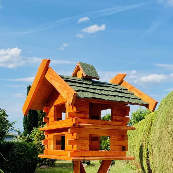 handgefertigtes rechteckiges Vogelhaus/Vogelvilla M - XXL wetterfest aus Holz Vogel Futterstelle Hau