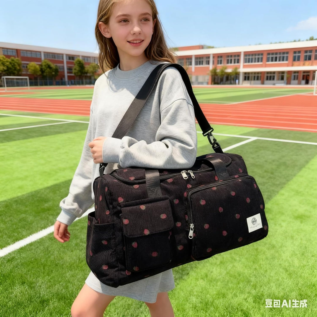 Sporttasche Kinder Reisetasche Mädchen Damen mit Schuhfach und Nassfach Cord Schwimmtasche Weekender