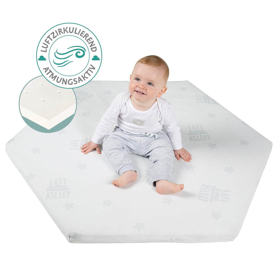 roba Laufgittermatratze 6 eckig - safe asleep - Baby Matratze für Laufgitter / Laufstall - Laufgitte
