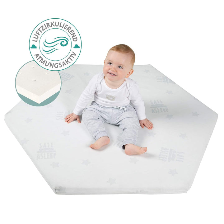 roba Laufgittermatratze 6 eckig - safe asleep - Baby Matratze für Laufgitter / Laufstall - Laufgitte