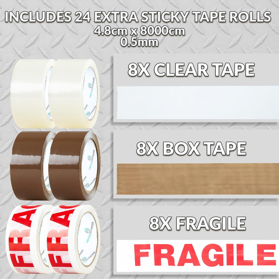 Paketklebeband mit Handabroller Set, Handheld Paketbandabroller und Rollen Paketklebeband zum Verpac