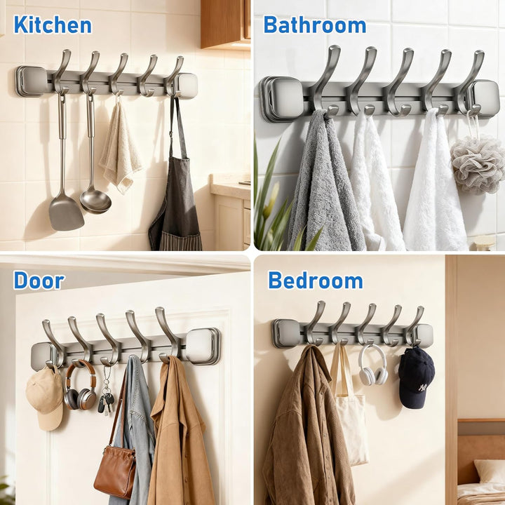 Küchen Hakenleiste Ohne Bohren, Hakenleiste für Küche 5 Haken, 41 cm Wandmontiertes Küchenutensilien