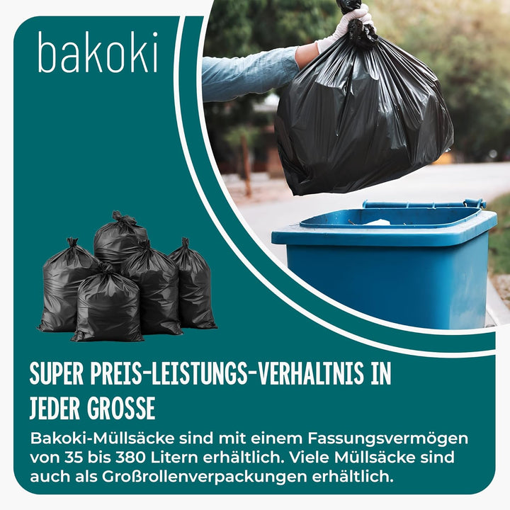 Müllbeutel 160L - Extrem Reissfest, Extra Stark, Ideal Für Haushalt, Garten Und Betrieb -6 x 10er Ro